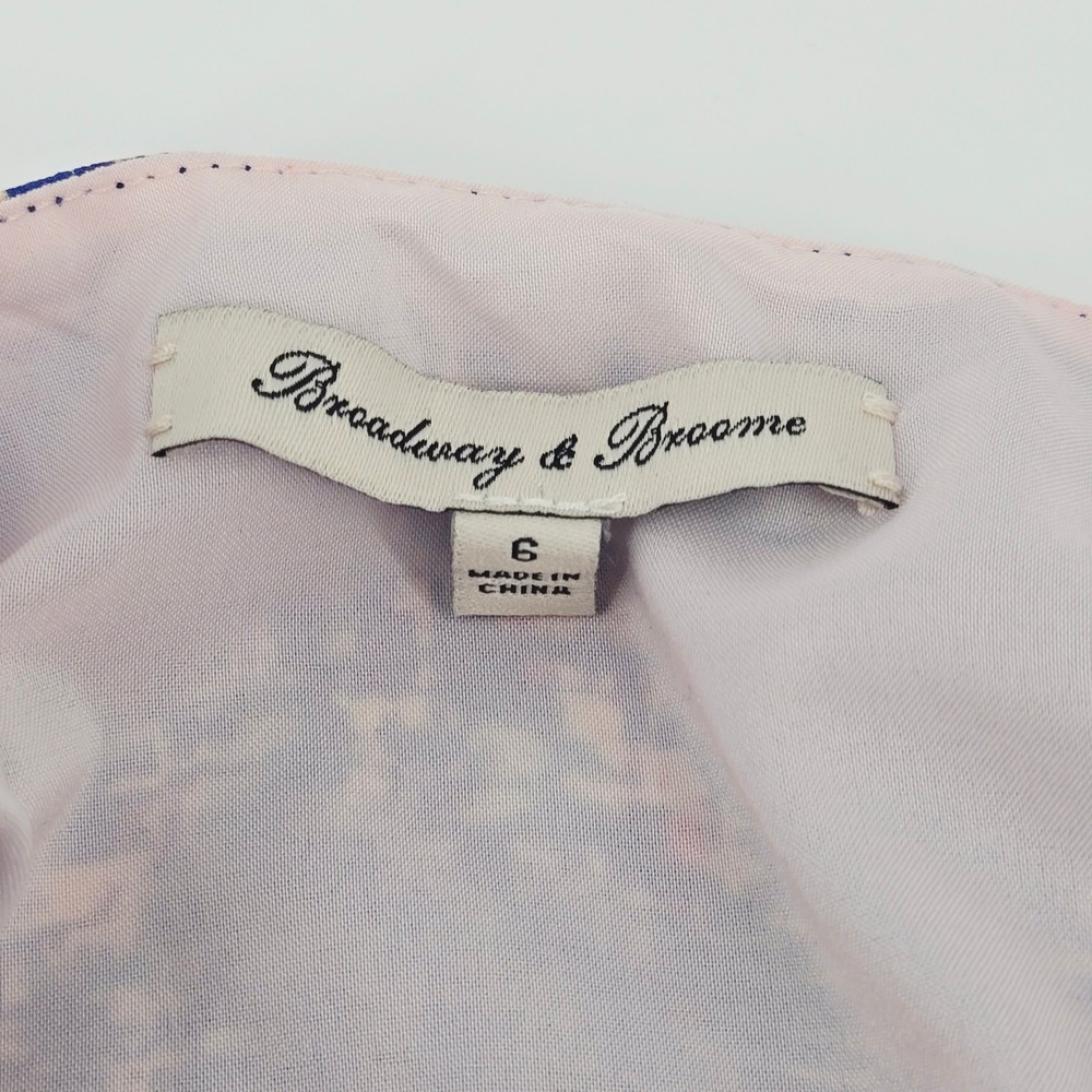 Broadway & Broome 100% Silk Abstract Print Mini Dress Blue Pink Size 6 - Picture 3 of 10